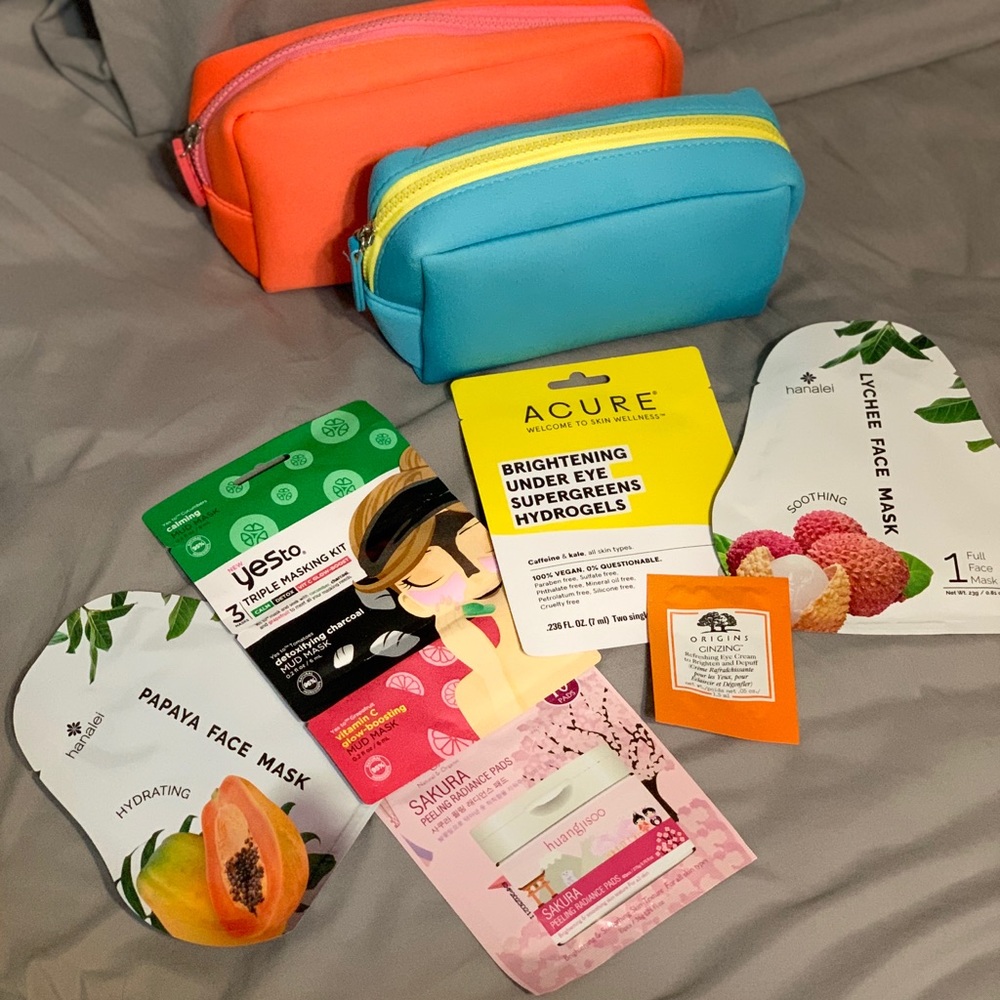 Tula cosmetic bags and face mask skin care lot